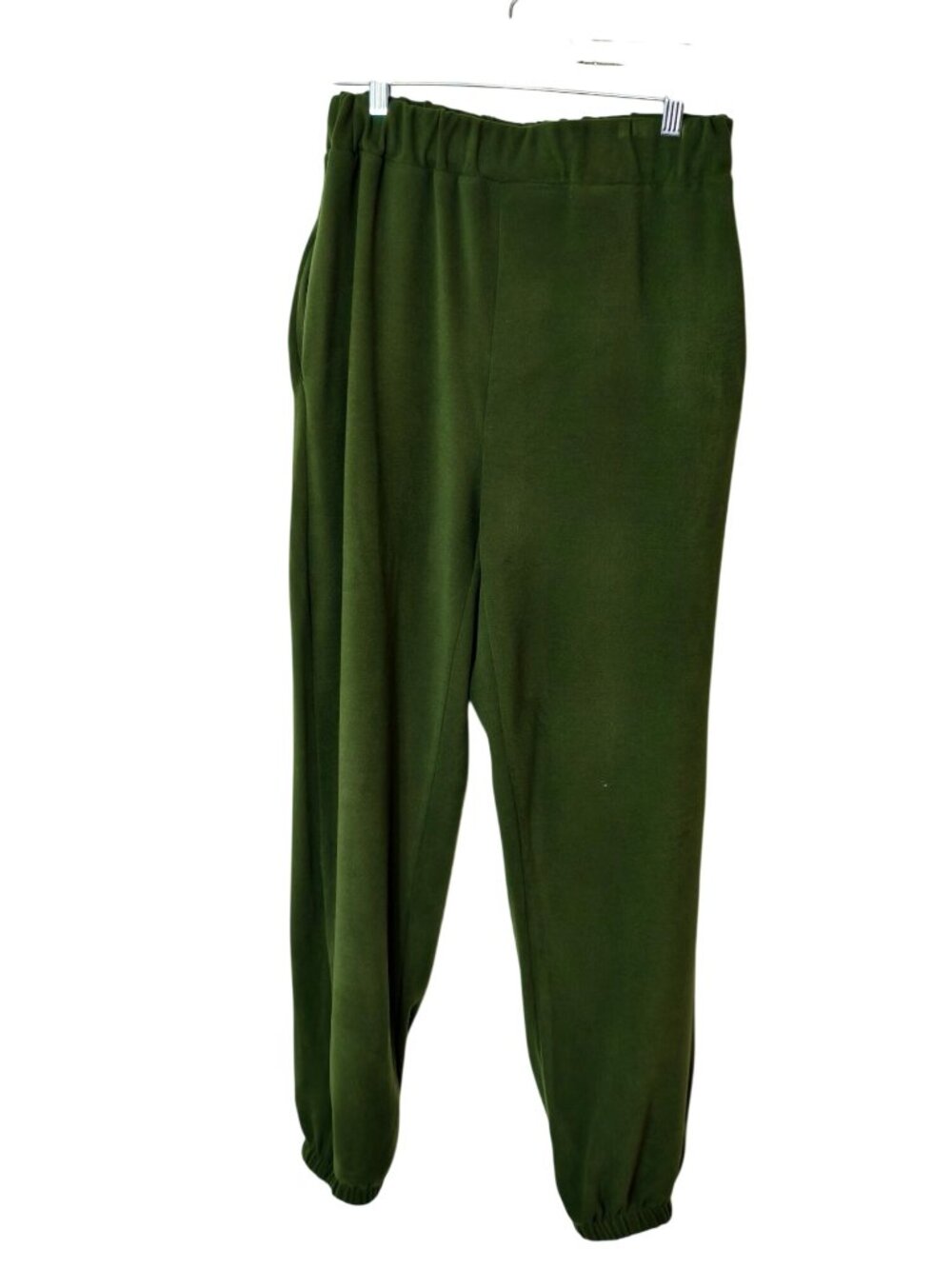 Womens L Fleece Lounge Pants Green Pockets Lightweight Comfy Soft Fashion Style